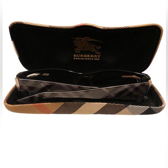 🇮🇹Burberry~Black/Plaid Signature Clear Eyeglasses with Fabric Clamshell Case - Picture 9 of 16